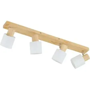 KHG Deckenstrahler  4-flammig  Holz/ Stoffschirm weiß   ¦ holzfarben ¦ Maße