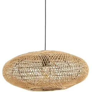 Trio Pendelleuchte  1-flammig  mit Sisal Schirm   ¦ holzfarben ¦ Maße (cm): H: