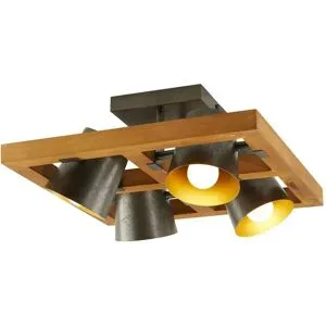 Trio Deckenstrahler  4-flammig  Nickel-antik  Bell ¦ holzfarben ¦ Maße (cm): B:
