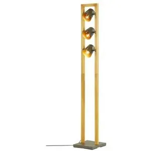 Trio Stehleuchte  3-flammig  Nickel antik/Pinienholz  Bell ¦ holzfarben ¦ Maße