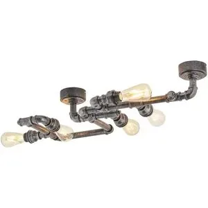 KHG Decken-/ Wandleuchte  5-flammig  Pipe ¦ schwarz ¦ Maße (cm): B: 80 H: 13,5