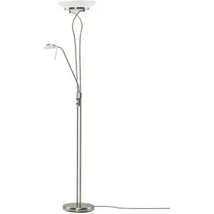 KHG LED-Deckenfluter  2-flammig  nickel-matt   ¦ silber ¦ Maße (cm): H: 180  Ø: