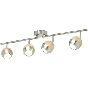 KHG LED-Spot  4-flammig  mit Holz   ¦ braun ¦ Maße (cm): B: 69 H: 15 T: 18.0