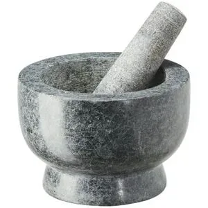 KHG Mörser mit Stößel  Mörser ¦ schwarz ¦ Granit ¦ Maße (cm): H: 8  Ø: 13