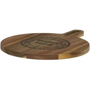 KHG Tablett rund mit Aufdruck  Tabletts aus Akazienholz ¦ holzfarben ¦ Holz ¦
