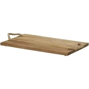 KHG Tablett eckig mit Seilgriffen  Tabletts aus Akazienholz ¦ holzfarben ¦ Holz