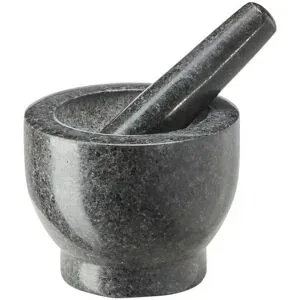 KHG Mörser mit Stößel  Mörser ¦ grau ¦ Granit ¦ Maße (cm): H: 8  Ø: 10