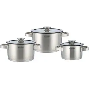 Meisterkoch Topfset 3-teilig TRIBUS ¦ silber ¦ Edelstahl