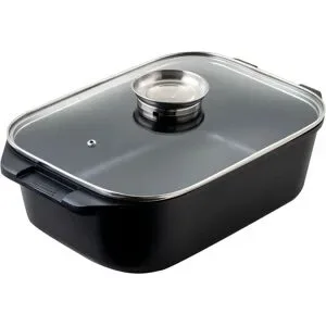 KHG Aromabräter aus Aluguss eckig  ¦ schwarz ¦ Aluminium-Guss ¦ Maße (cm): B: 41