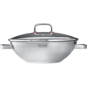 Meisterkoch Wok mit Deckel  FOCUS ¦ silber ¦ Edelstahl ¦ Maße (cm): H: 11  Ø: 34