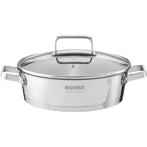 Meisterkoch Servierpfanne OMNI 24 cm   ¦ Edelstahl,Glas ¦ Maße (cm): H: 7  Ø: 24