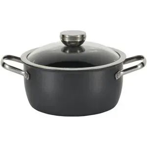 Meisterkoch Kochtopf  LOTUS ¦ schwarz ¦ Carbonstahl ¦ Maße (cm): H: 10  Ø: 20