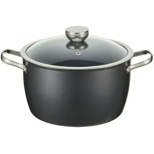 Meisterkoch Kochtopf  LOTUS ¦ schwarz ¦ Carbonstahl ¦ Maße (cm): H: 14  Ø: 24
