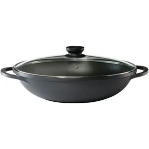 KHG Wok   ¦ schwarz ¦ Aluminium-Guss ¦ Maße (cm): H: 9  Ø: 36