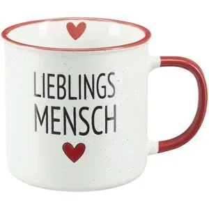 Peill+Putzler Kaffeebecher  Lieblingsmensch ¦ rot ¦ Steinzeug/Steingut ¦ Maße