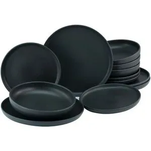 CreaTable Kombiservice  Uno ¦ schwarz ¦ Steinzeug/Steingut ¦ Maße (cm): B: 40 H: