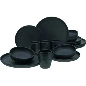 CreaTable Kombiservice  Uno ¦ schwarz ¦ Steinzeug/Steingut ¦ Maße (cm): B: 37 H: