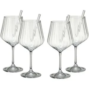 Nachtmann Gin & Tonic Gläser mit Glastrinkhalmen 4er Set Tastes Good ¦
