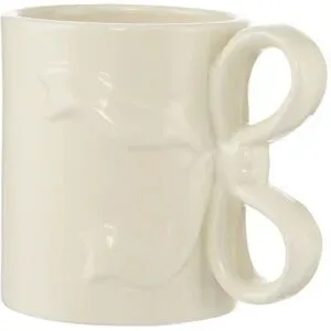 Höffner Becher mit Schleife   ¦ weiß ¦ Dolomite ¦ Maße (cm): B: 9,5 H: 11