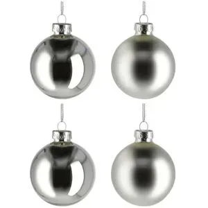 Höffner Weihnachtsbaumkugel  10er-Set   ¦ silber ¦ Glas,Aluminium Ø: 6