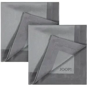JOOP! Servietten 2er-Set Signature   ¦ silber ¦ Naturfaser ¦ Maße (cm): B: 50