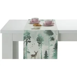 Höffner Tischläufer  Winterlandschaft ¦ grün ¦ Synthetik ¦ Maße (cm): B: 40
