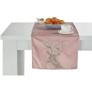 Höffner Tischläufer  Hirsch ¦ rosa/pink ¦ Synthetik ¦ Maße (cm): B: 40