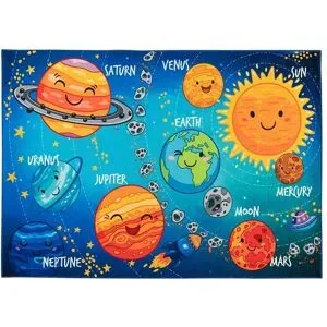 Höffner Kinderteppich  Solarsystem ¦ mehrfarbig ¦ Synthetische Fasern ¦ Maße (cm): B: