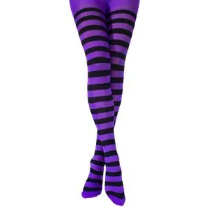 Ringelstrumpfhose, violett/schwarz