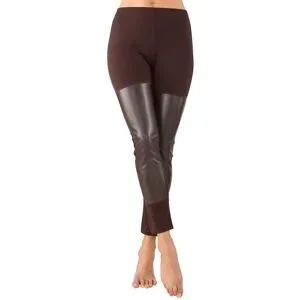 Leggings mit Kunstleder-Besatz, braun