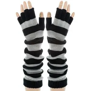 Strick-Handschuhe, grau/schwarz, 40 cm
