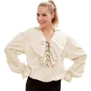 Damen-Rüschenbluse, beige
