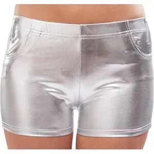 Lack-Hotpants, silber