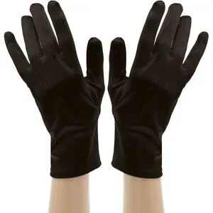 Satin-Handschuhe, schwarz, 23 cm