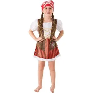 Piratin-Kostüm für Kinder, braun/rot