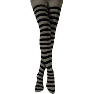 Ringelstrumpfhose, schwarz/grau