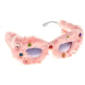 Plüsch-Brille mit Strasssteinen, rosa