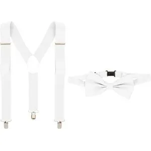 Set Hosenträger & Fliege, weiß