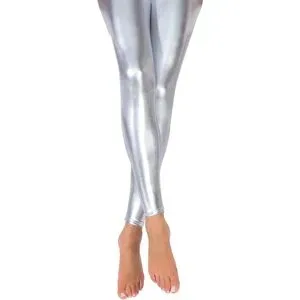 Lack-Leggings, silber