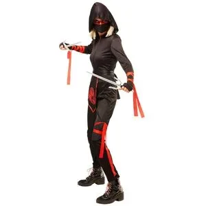 Overall Ninja für Damen, schwarz/rot