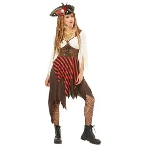 Piratin-Kleid für Damen, braun/rot