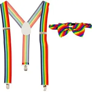 Set Hosenträger & Fliege, bunt