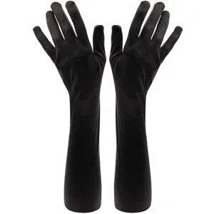 Satin-Handschuhe, schwarz, 55 cm