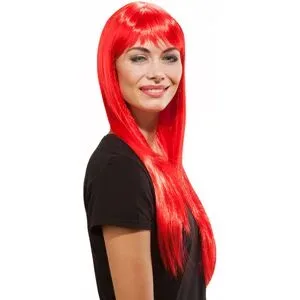Langhaarperücke mit Pony, rot