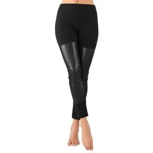 Leggings mit Kunstleder-Besatz, schwarz