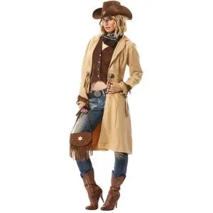 Cowgirl-Mantel und Weste, beige/braun