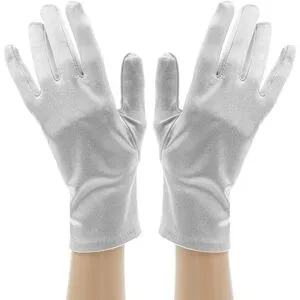 Satin-Handschuhe, silber, 23 cm