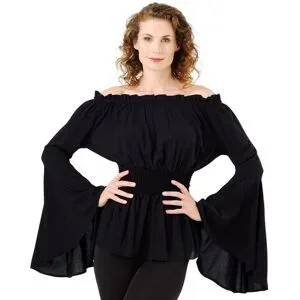 Off-Shoulder-Bluse für Damen, schwarz