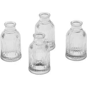 Glasvasen, gerillt, 9,5 cm, 4 Stück