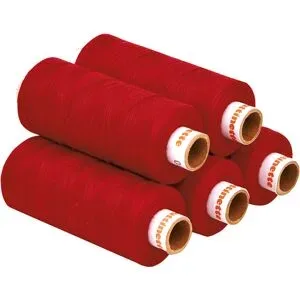 buttinette Universal-Nähgarn, Stärke: 100, 5er-Pack, rot